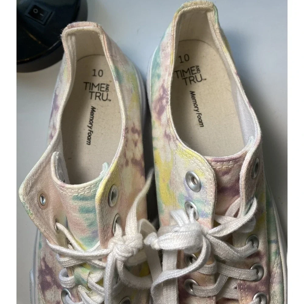 Tie Dye‎ Sneakers Time & Tru Pastel Casual Low Top Canvas Shoes Stylish